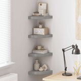  Plutajuće kutne police 4 kom sjajne sive 25 x 25 x 3,8 cm MDF | shoptok.hr