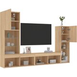 vidaXL 4-dijelni zidni TV elementi s LED svjetlima boja hrasta drveni | shoptok.hr