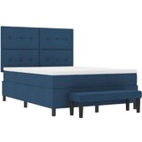  Postelja s škatasto vzmetjo z vzmetnico in klopjo Modra 160x200 cm Tkanina, (22083336) | Shoptok.si