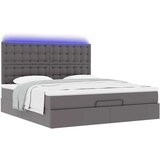 vidaXL Otomanski okvir kreveta s madracem sivi 160x200cm umjetna koža | shoptok.hr