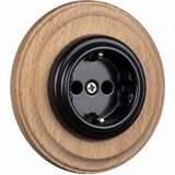  Elhard - Keramička retro kućna utičnica sa ramom SCHUKO 230V crna/drvo Slike