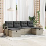  6 Dijelna garnitura za vrt s jastučićima Svjetlosiva Poly Rattan | shoptok.hr