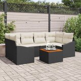  Sjedeća garnitura za vrt 7 kom. Crna i Krema poliratan 234 x 123,5 x 69 cm | shoptok.hr