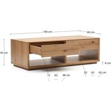Kave Home Stolić za kavu u dekoru hrasta u prirodnoj boji 60x140 cm Alguema – | shoptok.hr