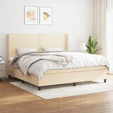 The Living Store Box spring postelja z vzmetnico krem 200x200 cm blago - Box Spring Postelja, (21512833) Cene
