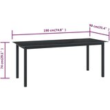In vrtni stol crni 190 x 90 x 74 cm od aluminija i stakla | shoptok.hr