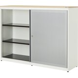 mauser Omara z drsnimi vrati, akustični učinek, plošča iz umetne mase, VxŠxG 1180 x 1600 x 432 mm, 2 x 2 polici, čista bela / aluminijasto siva / javo | Shoptok.si