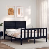 vidaXL Posteljni okvir z vzglavjem črn 140x190 cm trden les Cene