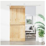 vidaXL Drsna vrata s kompletom vodil 90x210 cm trdna borovin Cene