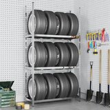 vidaXL Stalak za gume s 3 razine srebrni 110 x 40 x 200 cm čelični | shoptok.hr