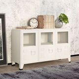  Komoda bela 105x35x62 cm kovina in steklo | Shoptok.si