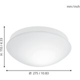 Eglo Bari-m plafonjera/1, e27, sa senzorom, ip44, bela | Eponuda.com