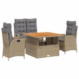  The Living Store Vrtna jedilna garnitura 4-delna z blazinami bež poli ratan - Vrtna Jedilna Garnitura, (21446024) | Shoptok.si