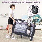  Sklopivi putni krevetić 3 u 1 s madracem i visećom igračkom, glazbena kutija, siva | shoptok.hr