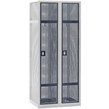 eurokraft pro Omara iz naluknjane pločevine, širina 800 mm, razdelek 400 mm, 2 predelka, za ključavnico obešanko, vrata bazaltno siva | Shoptok.si
