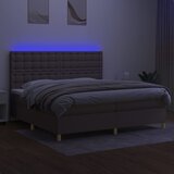  box spring s madracem LED smeđesivi 200x200 cm tkanina | shoptok.hr