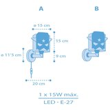 Dalber 61819 - Dečije zidno svetlo BLUE HERO 1xE27/15W/230V | Eponuda.com