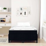 vidaXL Postelja z vzmetnico Črna 120 x 200 cm Tkanina, inženirska les | Shoptok.si