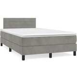 vidaXL Box spring postelja z vzmetnico svetlo siva 120x190 cm žamet | Shoptok.si
