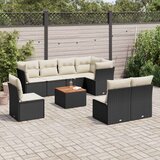  9-dijelni set vrtnih sofa s jastucima crni od poliratana | shoptok.hr