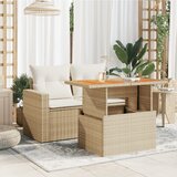  Vrtni stol bež 100x55x73 cm od poliratana i drva bagrema | shoptok.hr