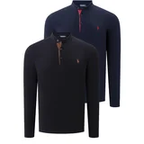 dewberry DUO SET V4009 MENS SWEATSHIRT-BLACK-NAVY BLUE