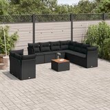 vidaXL 10-dijelni set vrtnih sofa s jastucima crni od poliratana | shoptok.hr
