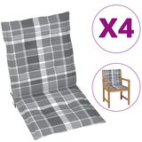 vidaXL Blazine za vrtne stole 4 kosi siv karo vzorec 100x50x3 cm Cene