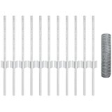 vidaXL Ograjne palice 11 kos U-kanalček 40 cm Cinkovano jeklo, Šesterokotna ograja 0.4x25 m Cinkovano jeklo | Shoptok.si