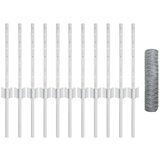 vidaXL Postovi za ograde 11 kom U-kanal 40 cm Galvanizirani čelik, Šesterokutna ograda 0.4x25 m Galvanizirani čelik | shoptok.hr