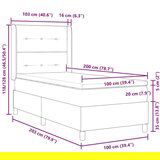 Box Spring Krevet s Madracem i LED Osvjetljenjem Svjetlosiva 100x200 cm Tkanina | shoptok.hr