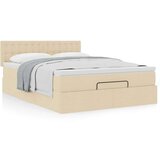  Otomanski krevet s madracem krem 140x190cm od tkanine | shoptok.hr