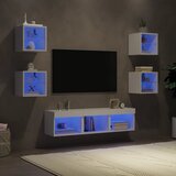 vidaXL 7-dijelni zidni TV elementi s LED svjetlima bijeli drveni Cijene