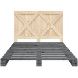  Okvir za krevet s uzglavljem sivi 160x200cm od masivne borovine | shoptok.hr