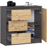 AKORD Jerry Komoda, 1 Vrata In 3 Predali, Grafitno Siva/Hrast Artisan, (5000332328) | Shoptok.si