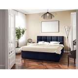 MID.YOU POSTELJA Z VZMETNICO 200 cm x 200 cm , les, tekstil, leseni material temno modra | Shoptok.si