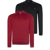 Dewberry DOUBLE SET V4007 MEN'S SWEATSHIRT-BLACK-BURGUNDY Cijene