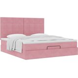  Okvir kreveta s madracima ružičasti 200x200cm baršunasti | shoptok.hr