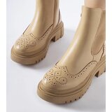 Gemre Dark beige ankle boots with stitching Castella | Shoptok.si