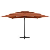  Suncobran s 4 razine i aluminijskom šipkom 250x250cm boja cigle | shoptok.hr