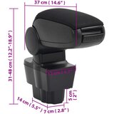  Naslon za ruke za automobil crni 12 x 37 x (31 - 48) cm ABS | shoptok.hr