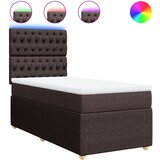 vidaXL Krevet s oprugama i madracem tamnosmeđi 90 x 190 cm od tkanine | shoptok.hr