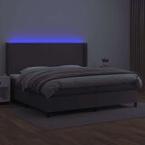  Krevet box spring s madracem LED sivi 200x200cm od umjetne kože | shoptok.hr