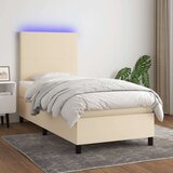  Krevet box spring s madracem LED krem 90x190 cm od tkanine | shoptok.hr