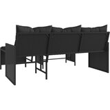  Vrtna sofa L-oblika sa stolom i jastucima crna od poliratana | Eponuda.com
