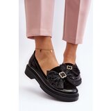 Laura Messi Women's Patent Loafers With Bow 2786 Black | Shoptok.si