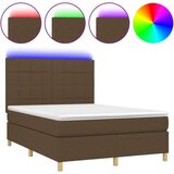  Box spring postelja z vzmetnico LED temno rjava 140x200cm blago, (20896318) | Shoptok.si