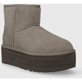 Ugg Čizme za snijeg od brušene kože Classic Mini Platform boja: siva, 1134991 | shoptok.hr