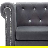 vidaXL Trosjed Chesterfield s baršunastom presvlakom 199 x 75 x 72 cm sivi | shoptok.hr