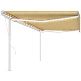 vidaXL Avtomatska tenda LED + senzor 5x3 m rumena in bela | Shoptok.si